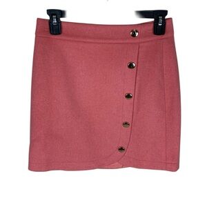 *2/$30* Loft Pink Wool Blend Gold Button Detail Mini Skirt Size 2 Petite Preppy
